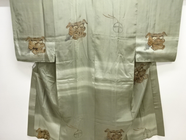 アンティーク　獅子舞模様男物長襦袢